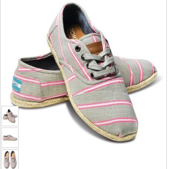Toms Pink Washed Stripe Rope Sneakers Cordones 6.5 - Picture 1 of 4